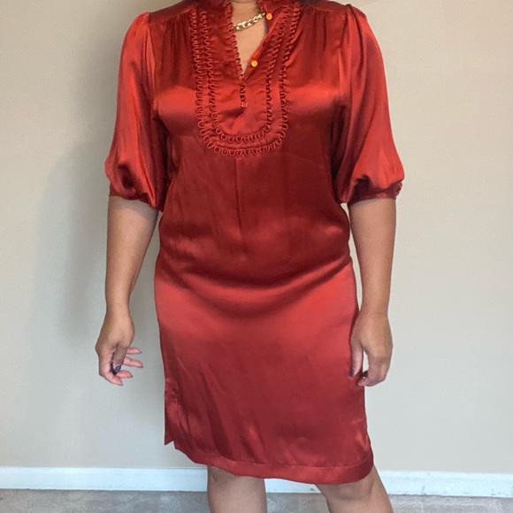 Rust Color Silk Dress - Picture 2 of 2